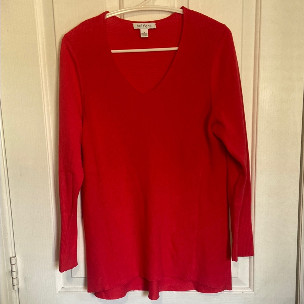 Belford Red Fitted Long Sleeve lightweight sweater